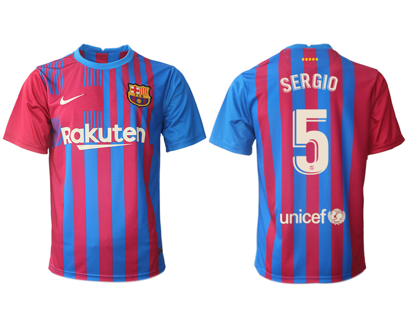 Men 2021-2022 Club Barcelona home aaa version red #5 Nike Soccer Jerseys
